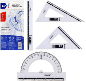 Zestaw kreślarski MemoBe Pratel: linijka 20cm 2 ekierki kątomierz