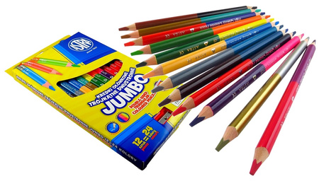 Kredki ołówkowe Astra Jumbo dwustronne trójkątne 24 kolory