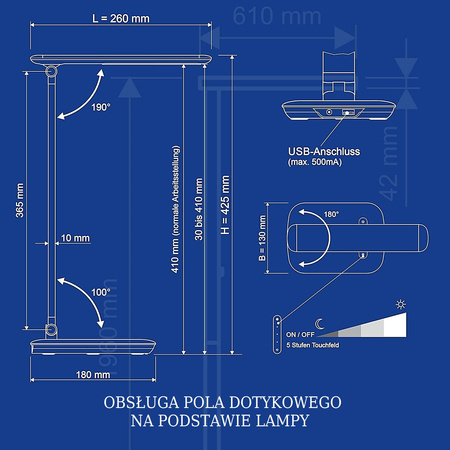 Lampka na biurko Maul Jazzy 8W USB czarna