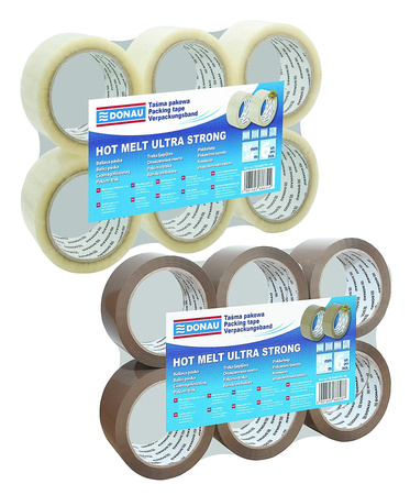 Taśma pakowa DONAU Hot-Melt , 48mm, 66m, 50mikr., transparentna