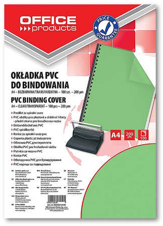 Okładki do bindowania Office Products A4/200µm transparentne (100)