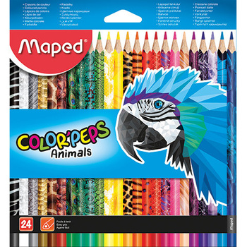 KREDKI OŁÓWKOWE MAPED COLOR'PEPS ANIMALS 24 KOLORY