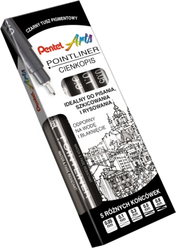 Cienkopisy Pentel PointLiner 0.05|0.1|0.3|0.5|0.8mm czarne