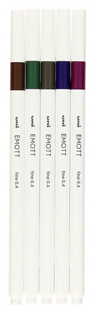 Cienkopisy Uni Emott No.3 0.4mm 5 kolorów