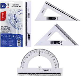 Zestaw kreślarski MemoBe Pratel: linijka 16cm 2 ekierki kątomierz