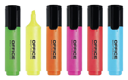 Zakreślacz fluorescencyjny OFFICE PRODUCTS, 2-5mm (linia), 6szt., mix kol.