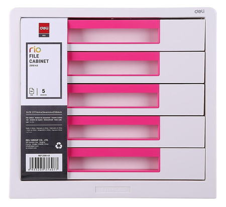 Pojemnik 5 szuflad Deli Rio biało-różowy