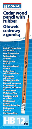 Ołówek Donau HB z gumką naturalne (12)