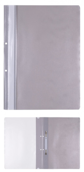 Skoroszyt OFFICE PRODUCTS, PP, A4, 2 otwory, 100/170mikr., wpinany, szary