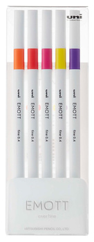 Cienkopisy Uni Emott No.2 0.4mm 5 kolorów