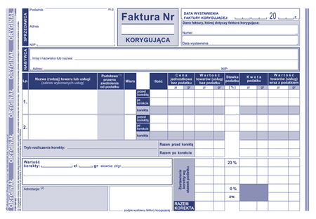 FAKTURA KORYGUJĄCA VAT A5 (O+1K)