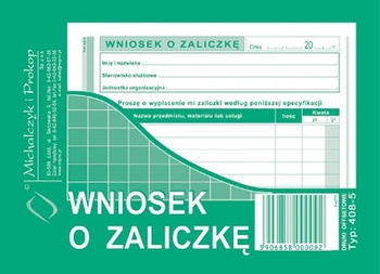 WNIOSEK O ZALICZKĘ A6 (OFFSET)