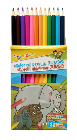 Kredki ołówkowe Gimboo Jumbo 12 kolorów