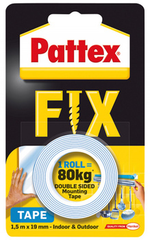 Taśma dwustronna Pattex Fix 19mm/1.5m 80kg