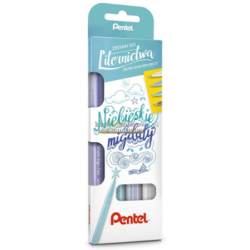 Zestaw do liternictwa Pentel Brush Sign Pen "Niebieskie migdały"