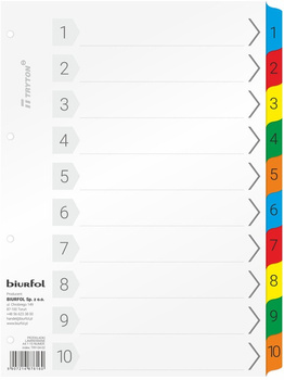 Przekładki kartonowe Biurfol A4 1-10 numeryczne