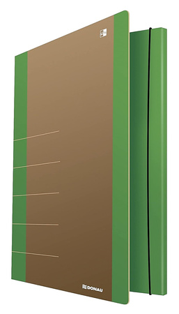 Teczka z gumką DONAU Life, Karton, A4, 500gsm, 3-skrz., zielony