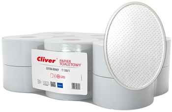 Papier toaletowy Cliver 130m 1w makulatura biały (12)