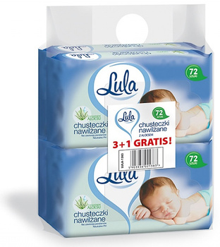 Chusteczki nawilżane Lula z aloesem białe (4x72)