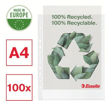 Koszulki Esselte Recycled Premium Maxi A4+/100µm groszkowe (100)