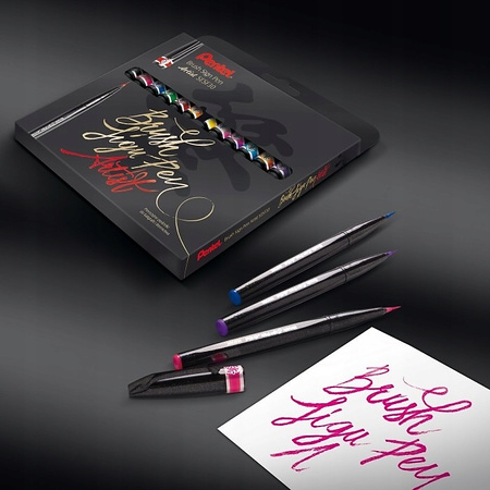 Pisaki pędzelkowe Pentel Brush Sign Pen Artist SESF30C 12 kolorów