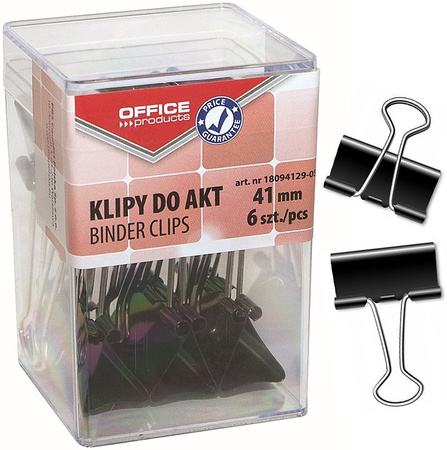 Klipy do dokumentów Office Products 41mm czarne (6)