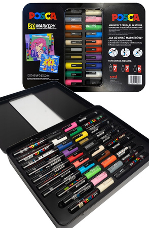 Markery z farbą plakatową Uni POSCA zestaw (20)