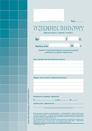 DZIENNIK BUDOWY A4 (OFFSET)