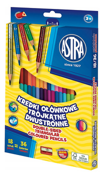 Kredki ołówkowe Astra dwustronne trójkątne 36 kolorów