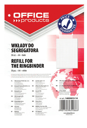 Wkład do segregatora Office Products A4/50k kratka biały