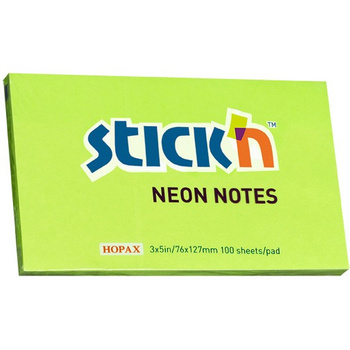 KARTECZKI STICK'N 76*127mm ZIELONE NEON (100)