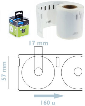 Etykiety Dymo LabelWriter śr.57 (CD/DVD) białe (160)