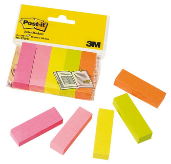 ZAKŁADKI POST-IT 15*50mm 5 KOLORÓW (5*100)