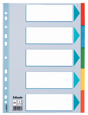 PRZEKŁADKI KARTONOWE ESSELTE A4 INDEX 5 KOLORÓW