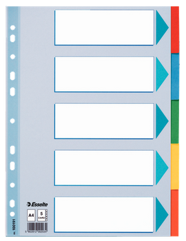 PRZEKŁADKI KARTONOWE ESSELTE A4 INDEX 5 KOLORÓW