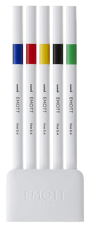 Cienkopisy Uni Emott No.1 0.4mm 5 kolorów