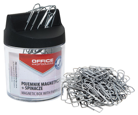 Pojemnik magn. na spinacze OFFICE PRODUCTS, okrągły, ze spinaczami, transparentny