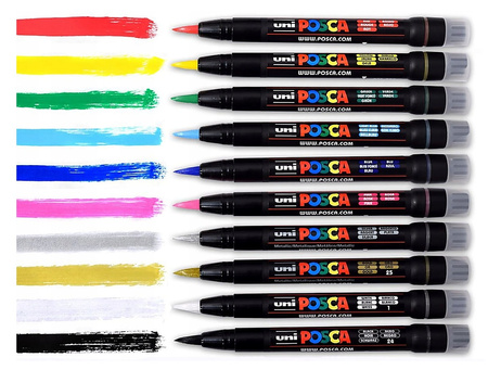 Markery z farbą plakatową Uni POSCA PCF-350 10 kolorów