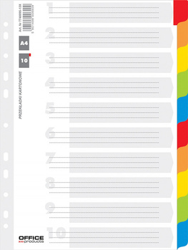 Przekładki kartonowe Office Products A4 10 kolorów