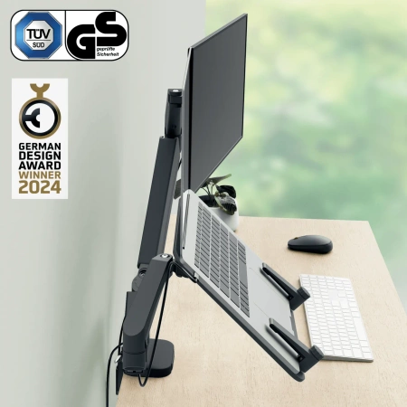Ramię na monitor i laptop Leitz Ergo ciemnoszare