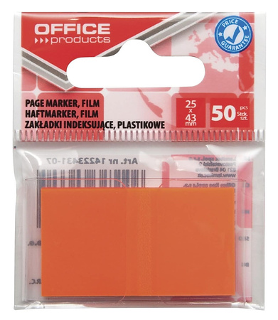 Zakładki indeksujące OFFICE PRODUCTS, PP, 25x43mm, 1x50 kart., zawieszka, zielone