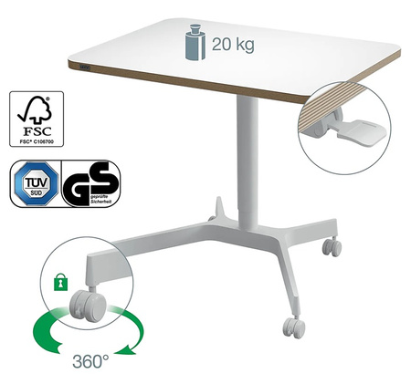 Biurko Leitz Ergo 60x80cm białe