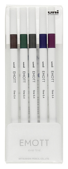 Cienkopisy Uni Emott No.3 0.4mm 5 kolorów