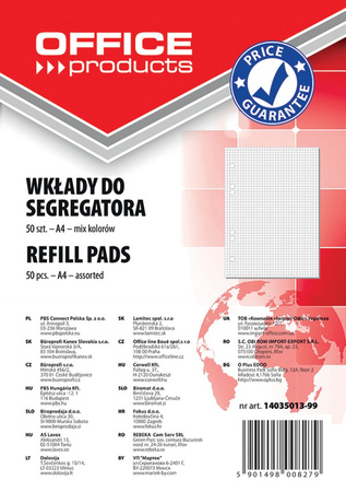 Wkład do segregatora Office Products A4/50k kratka kolor