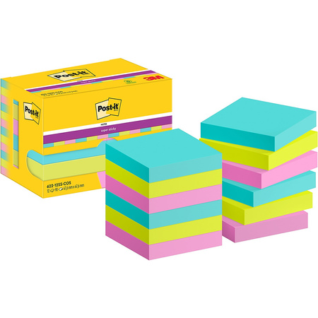 Karteczki Post-it Super Sticky 47.6x47.6mm (622-12SS-COS) (12x90)