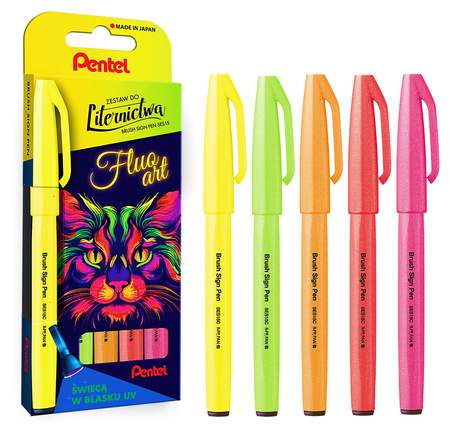 Pisaki pędzelkowe Pentel Brush Sign Pen SES15C 5 kolorów
