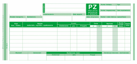 PRZYJĘCIE MATERIAŁU Z ZEWNĄTRZ 1/3 A4 (WIELOKOPIA)