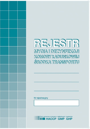 REJESTR MYCIA I DEZYNFEKCJI KOMORY ŁADUNKOWEJ ŚRODKA TRANSPORTU (OFFSET)