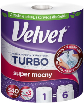 Ręczniki w rolce Velvet Turbo 3w celuloza białe