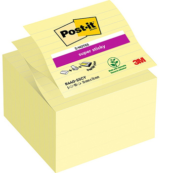 Karteczki Post-it Super Sticky Z-Notes 101x101mm linia (R440-SSCY) żółte (5x90)